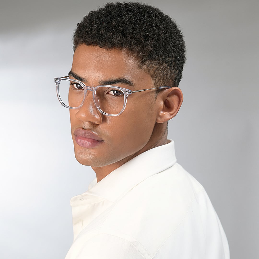 Vincent Chase Blue Transparent Full Rim Geometric left side