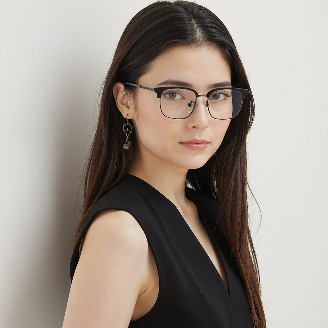 Vincent Chase Black Full Rim Square left side