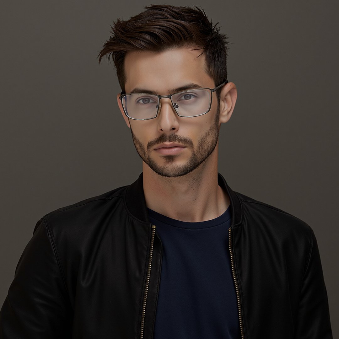 Vincent Chase Online Mid Gunmetal Half Rim Rectangle left side