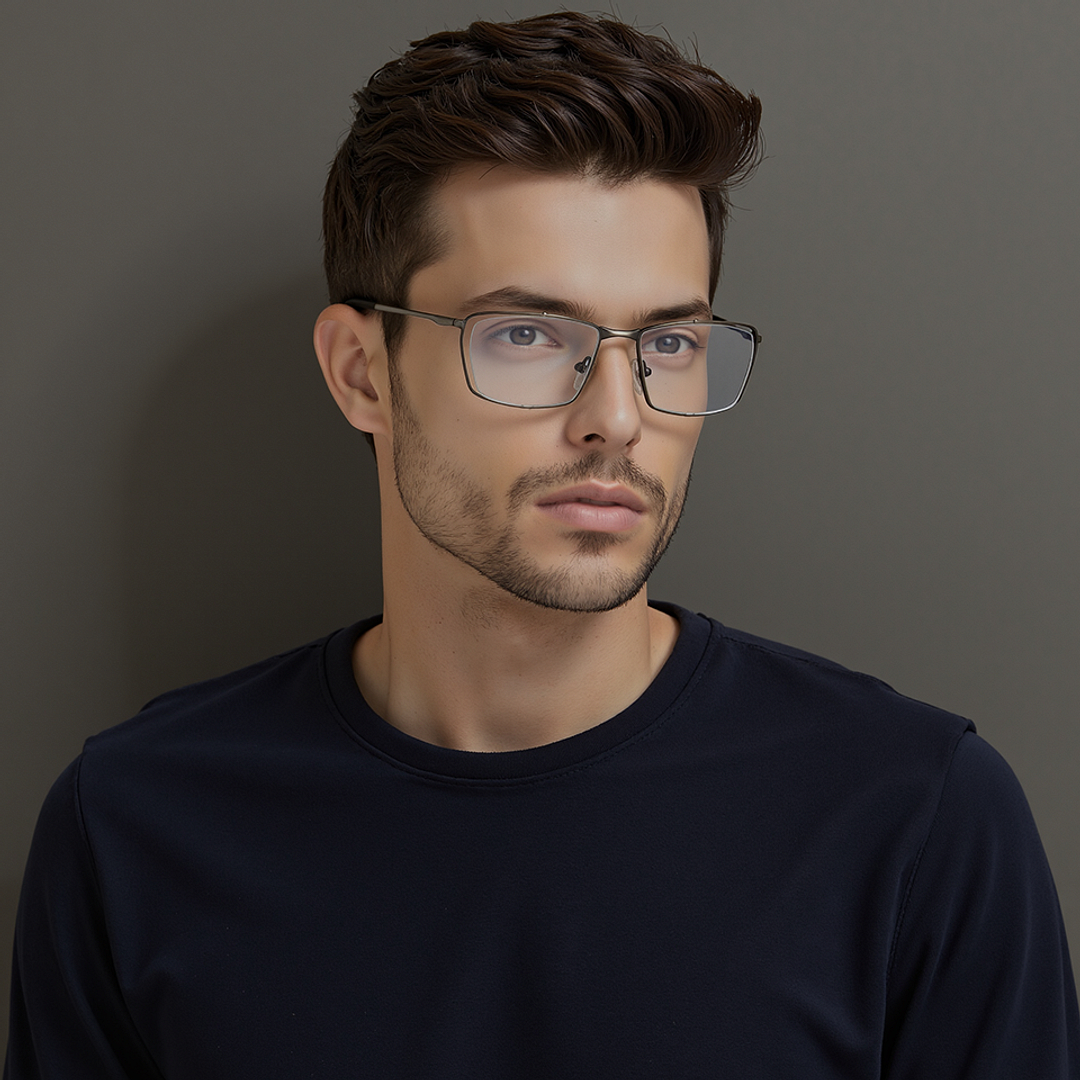 Vincent Chase Online Mid Gunmetal Half Rim Rectangle right side