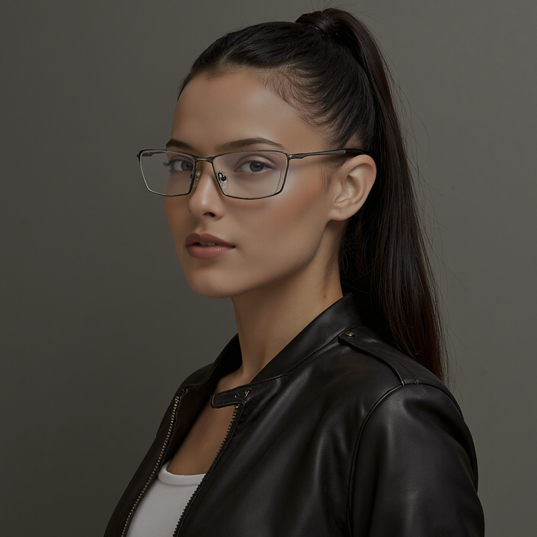 Vincent Chase Online Mid Gunmetal Half Rim Rectangle left side