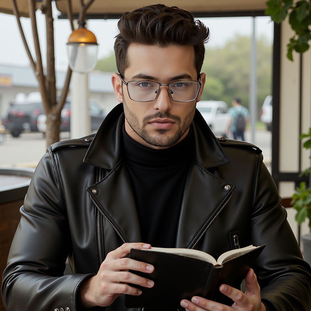 Vincent Chase Online Mid Gunmetal Half Rim Rectangle left side