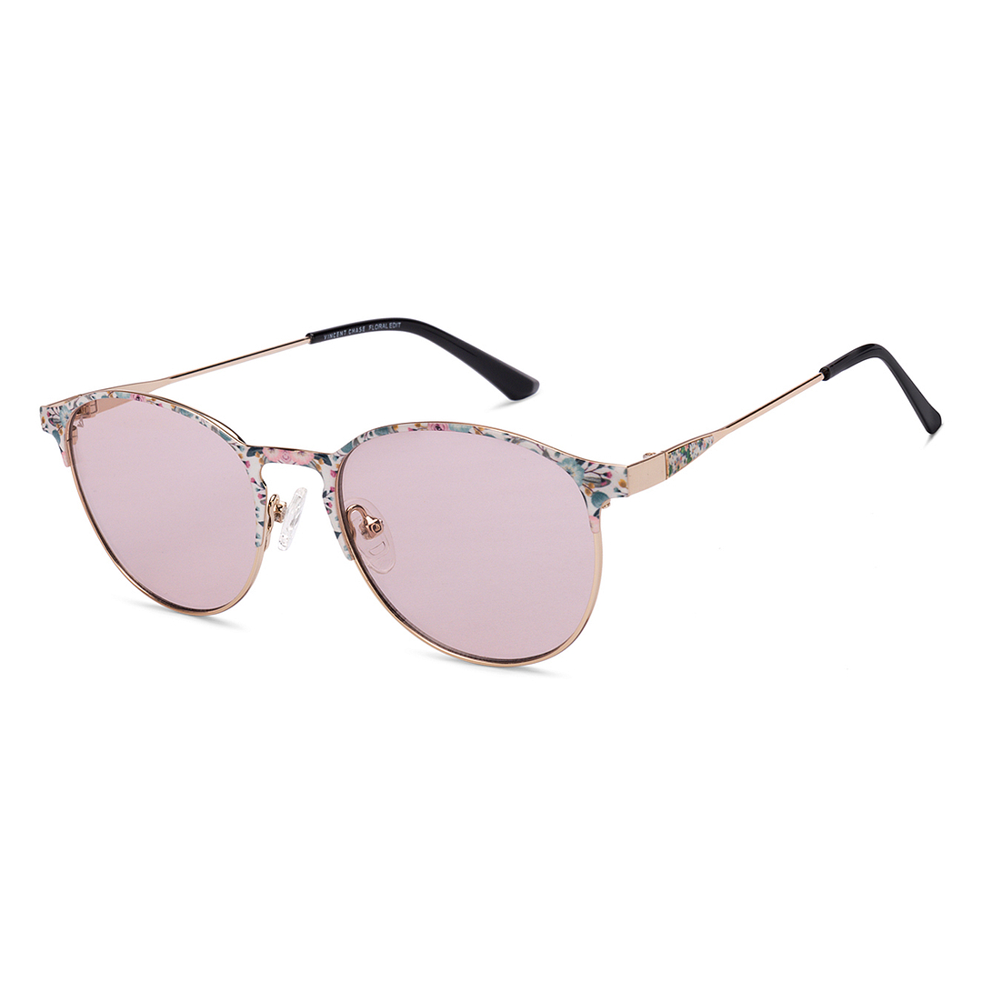 Buy Pink Gold Multicolor Full Rim Round Vincent Chase FLORAL EDIT