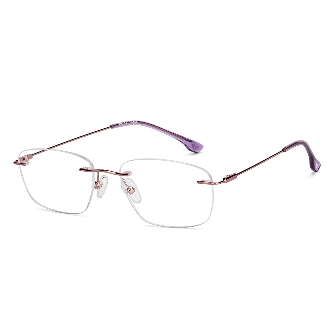 Vincent Chase Pink Rimless Rectangle left side