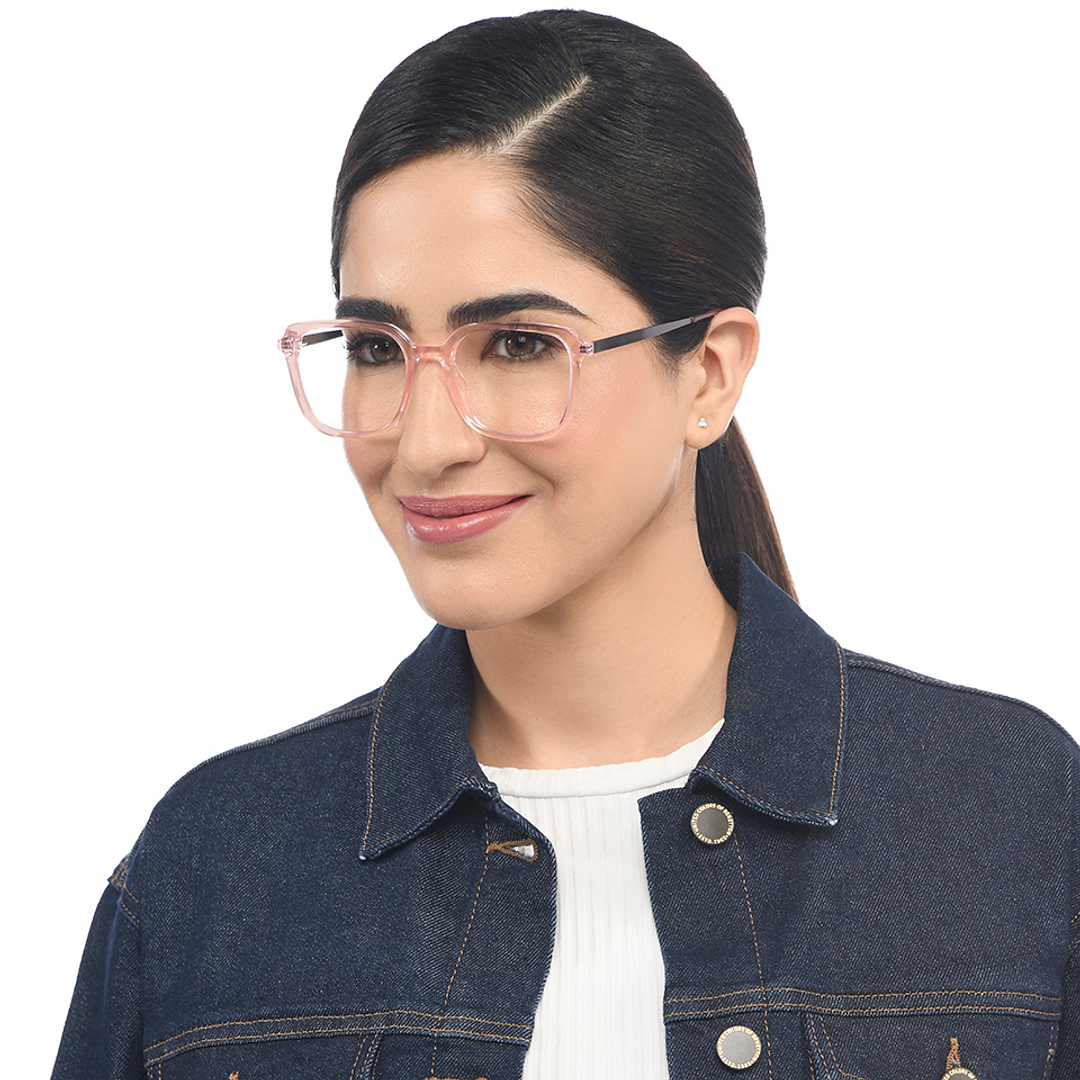 Vincent Chase Pink Transparent Full Rim Square right side