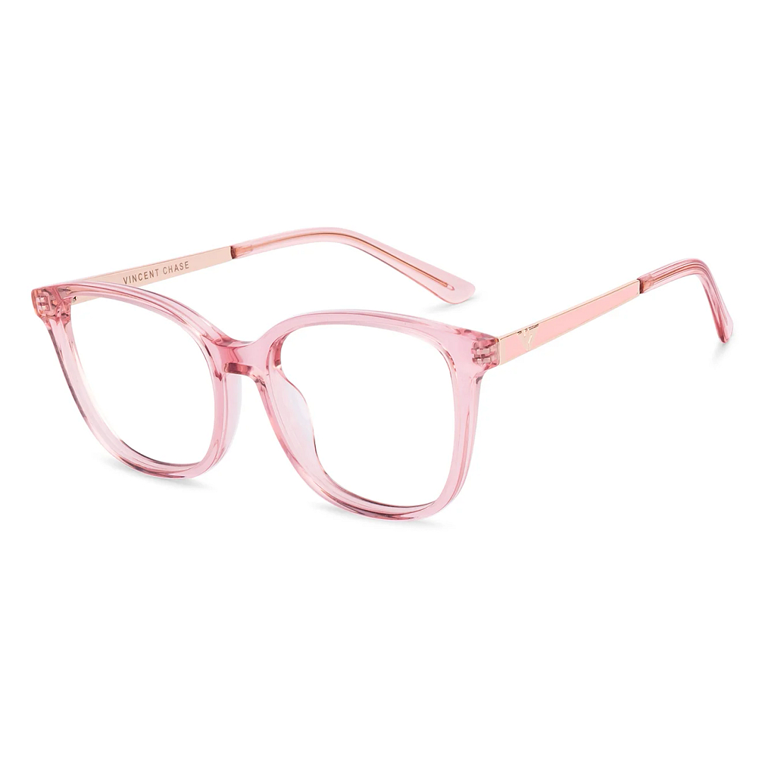 Buy Pink Transparent Rose Gold Full Rim Cat Eye Vincent Chase