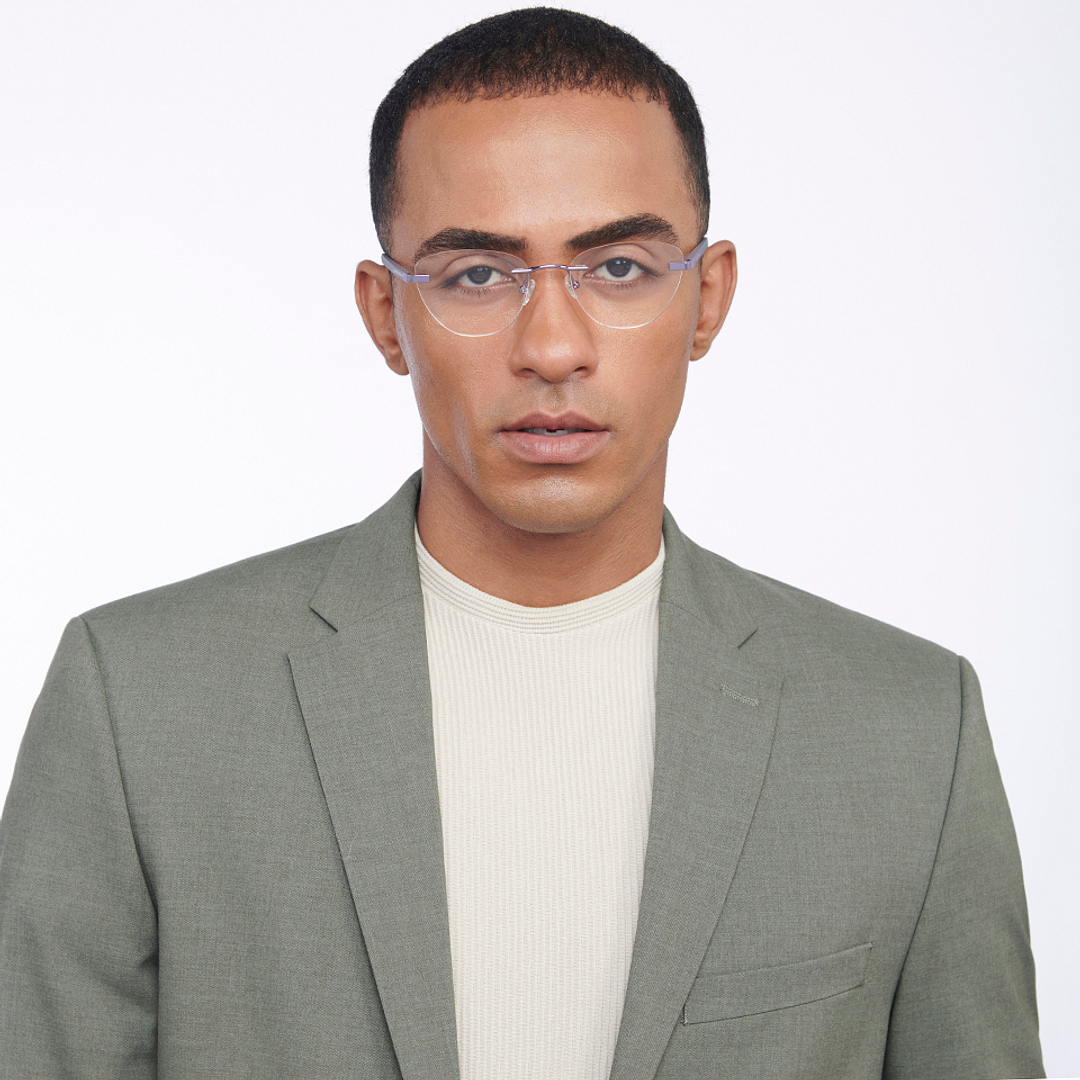 Vincent Chase Online Purple Rimless Cat Eye left side