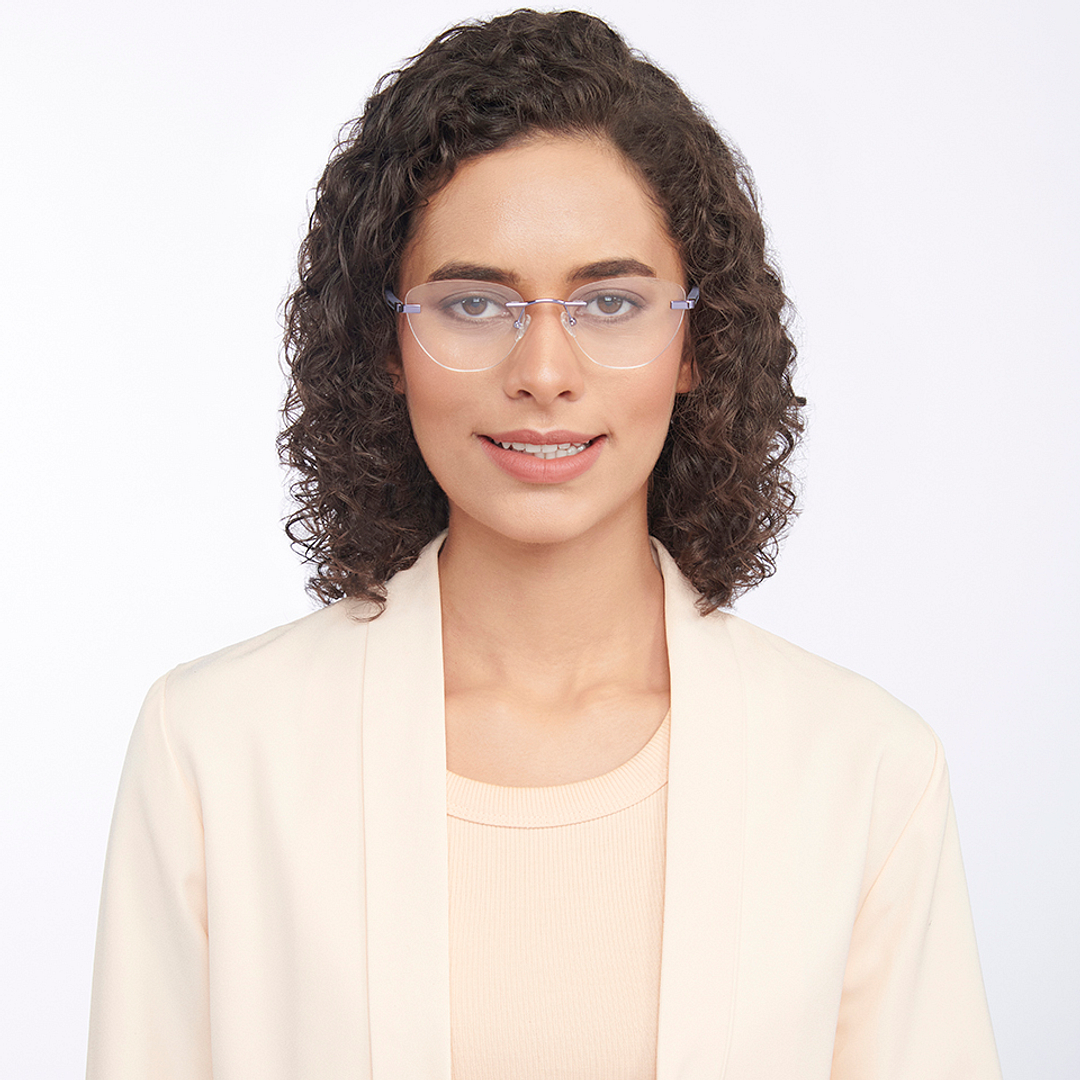 Vincent Chase Online Purple Rimless Cat Eye left side