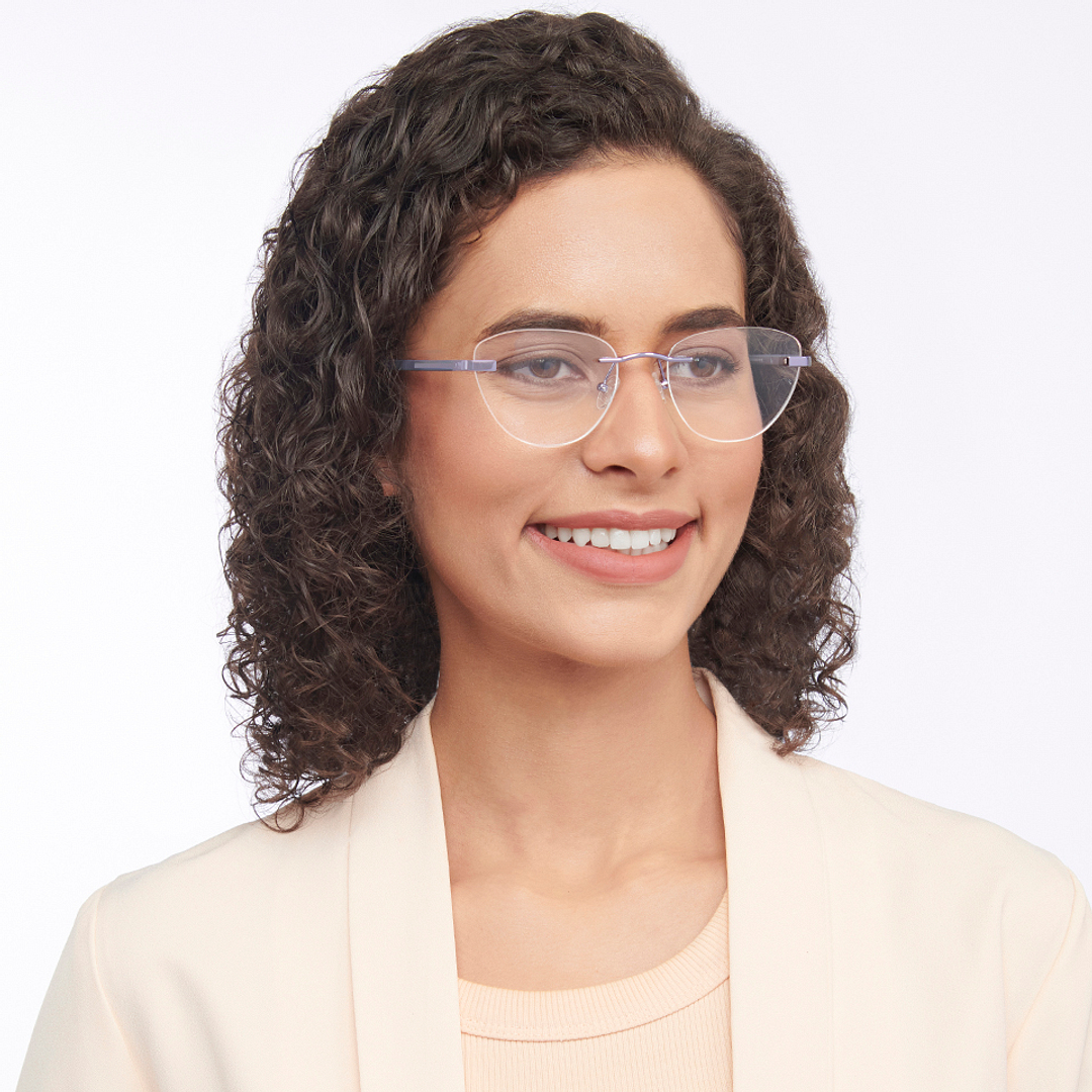 Vincent Chase Online Purple Rimless Cat Eye right side