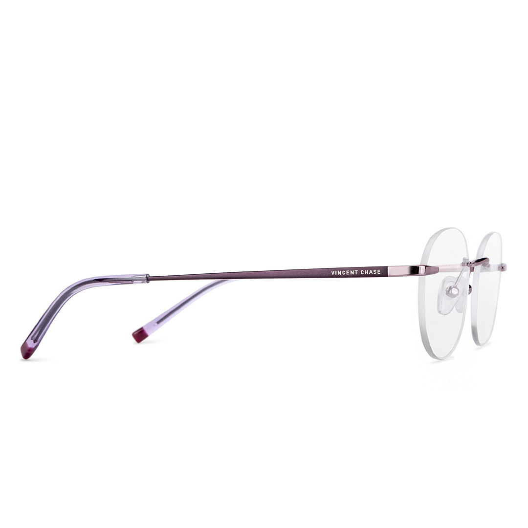 Vincent Chase Online Purple Rimless Round left side