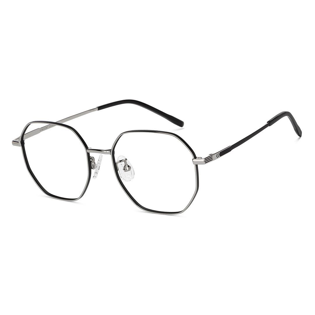 Vincent Chase Silver Full Rim Hexagonal left side