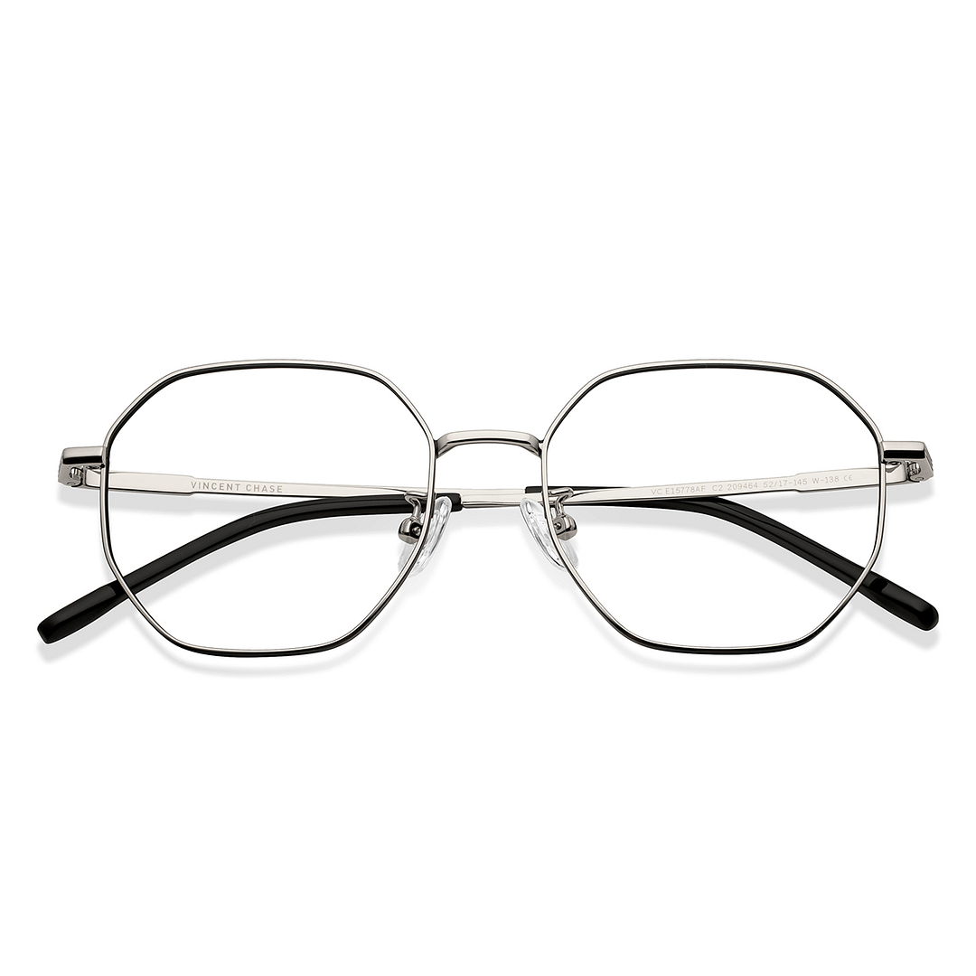 Vincent Chase Silver Full Rim Hexagonal left side
