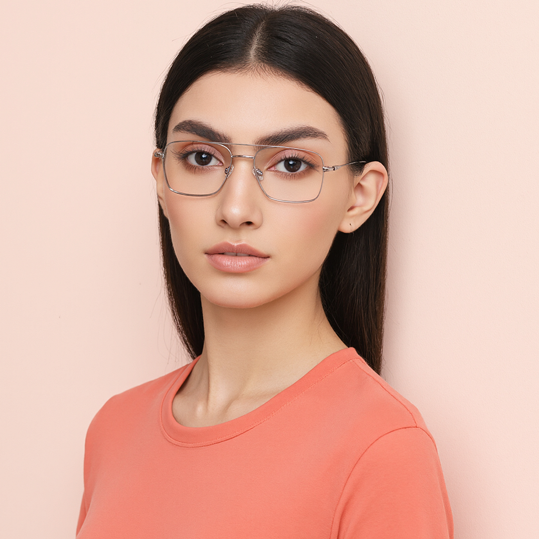 Vincent Chase Online Silver Full Rim Rectangle left side