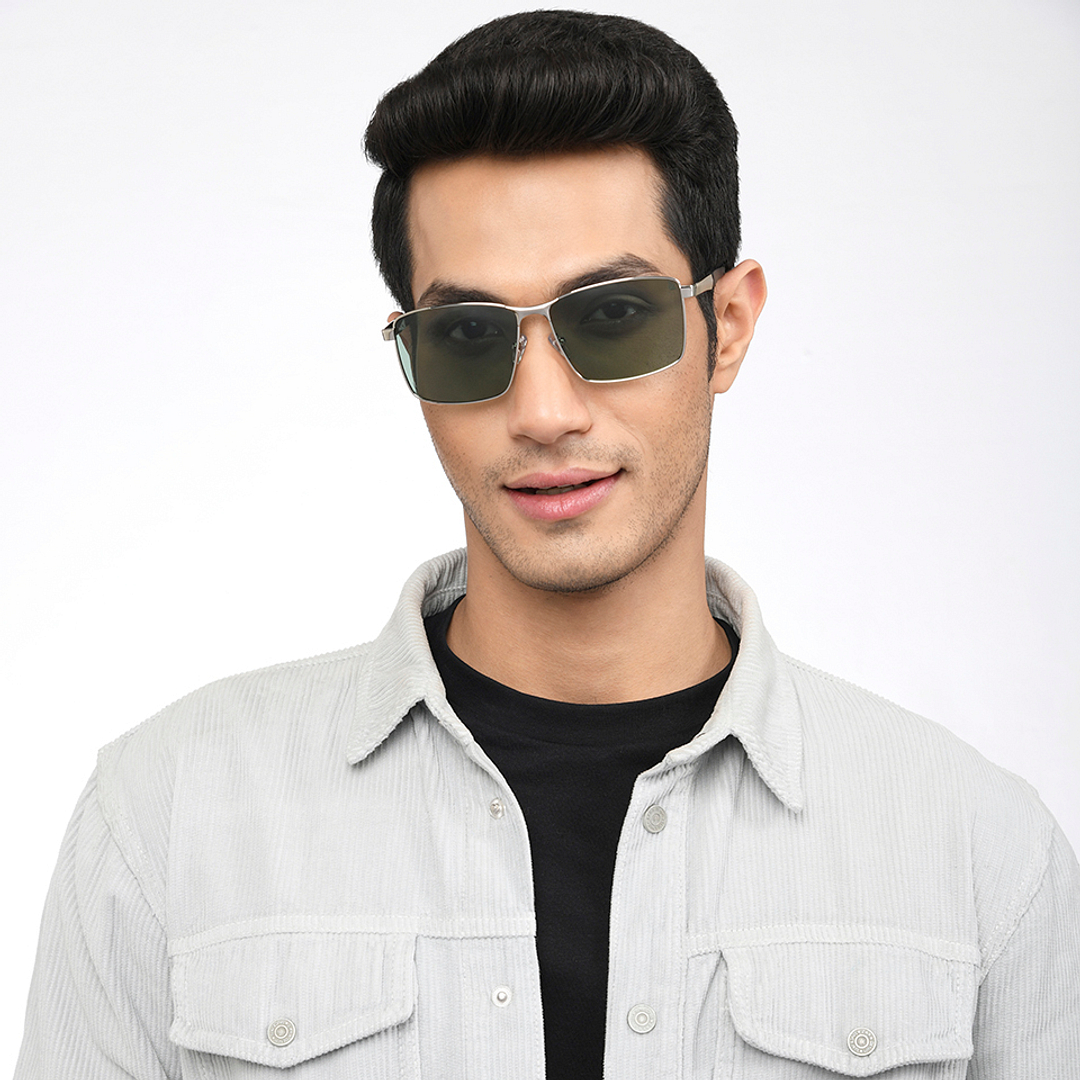 Buy Silver Black Full Rim Rectangle Square Vincent Chase The Metal