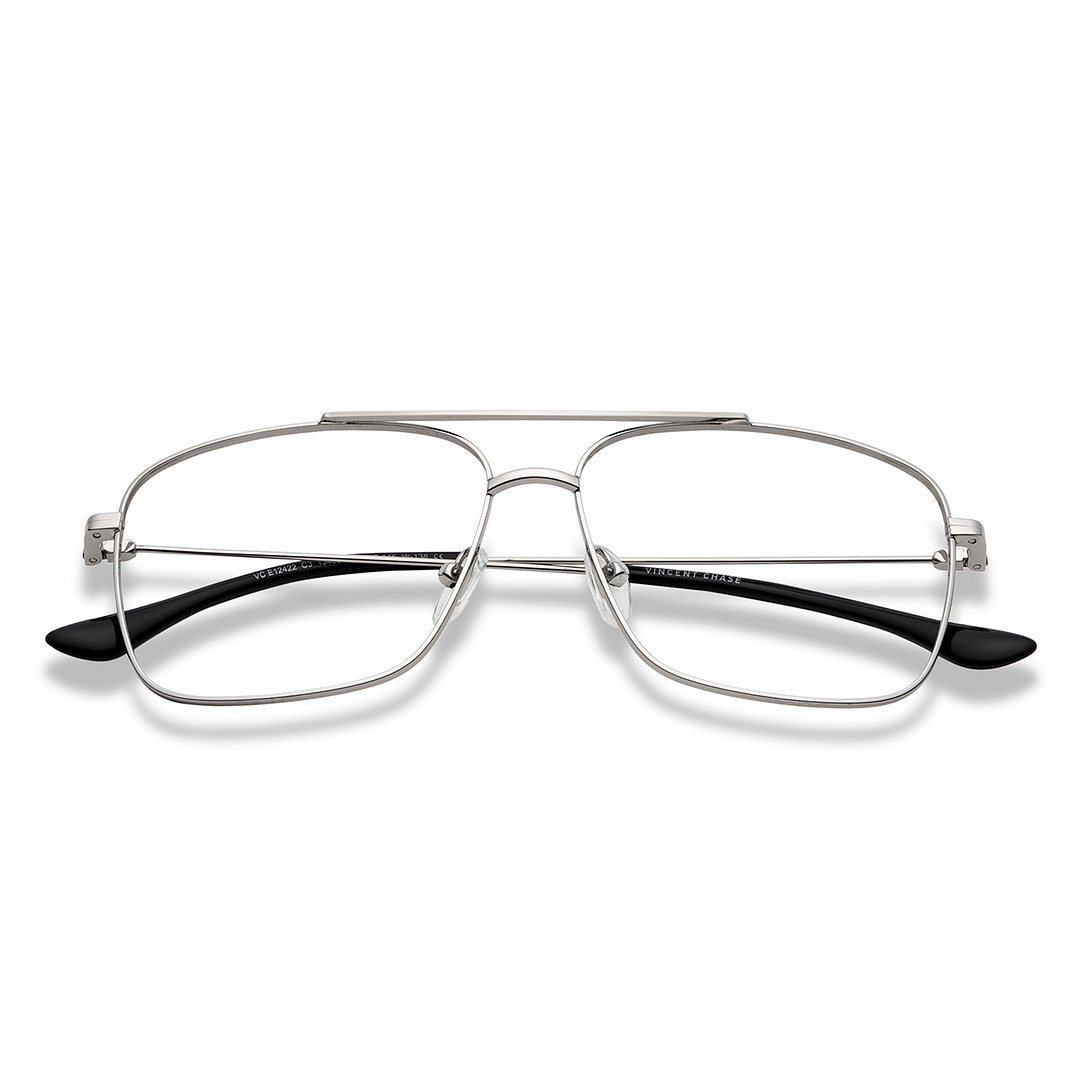 Vincent Chase Silver Full Rim Square left side