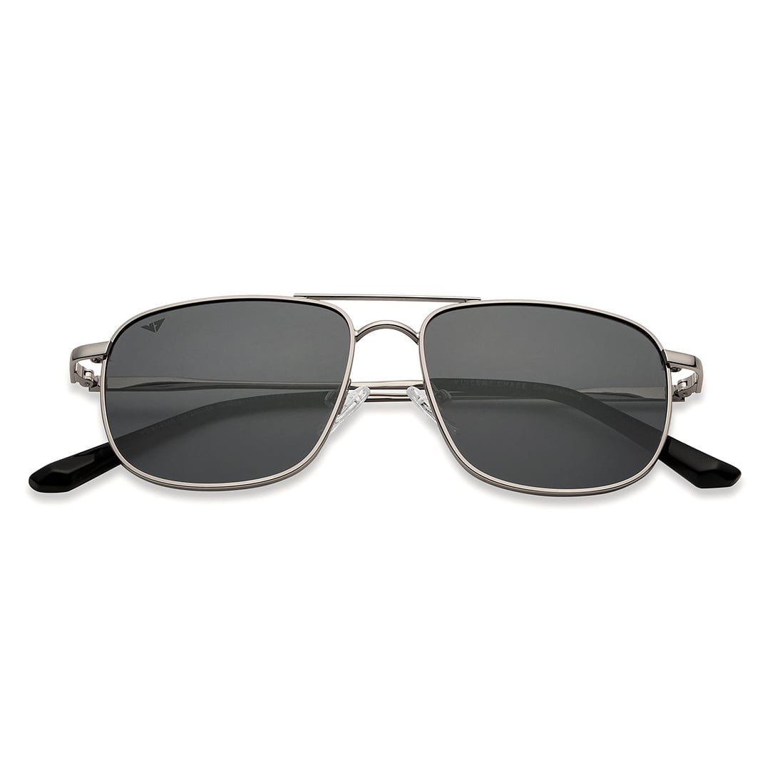 Vincent Chase Polarized Silver Full Rim Rectangle left side