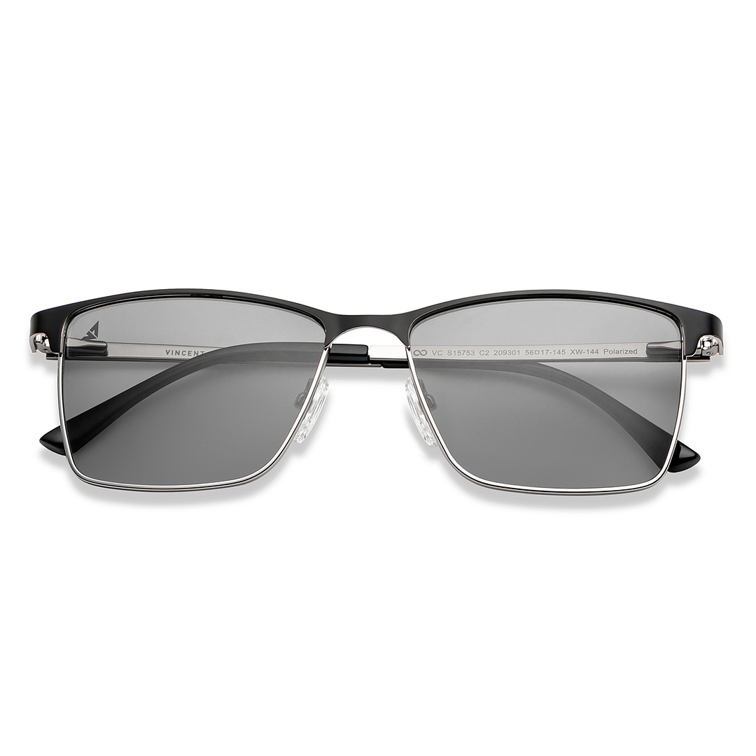 Vincent Chase Polarized Silver Full Rim Clubmaster left side