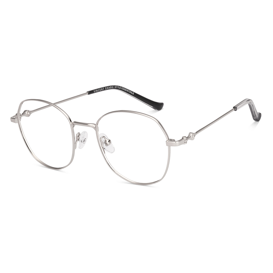 Silver Full Rim Geometric Vincent Chase VC Metal E19565 Eyeglasses