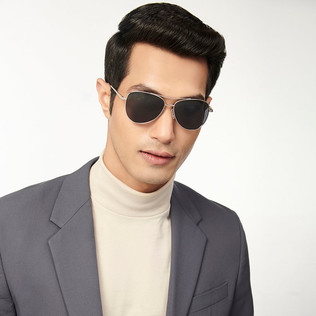 Vincent Chase Silver Full Rim Aviator left side