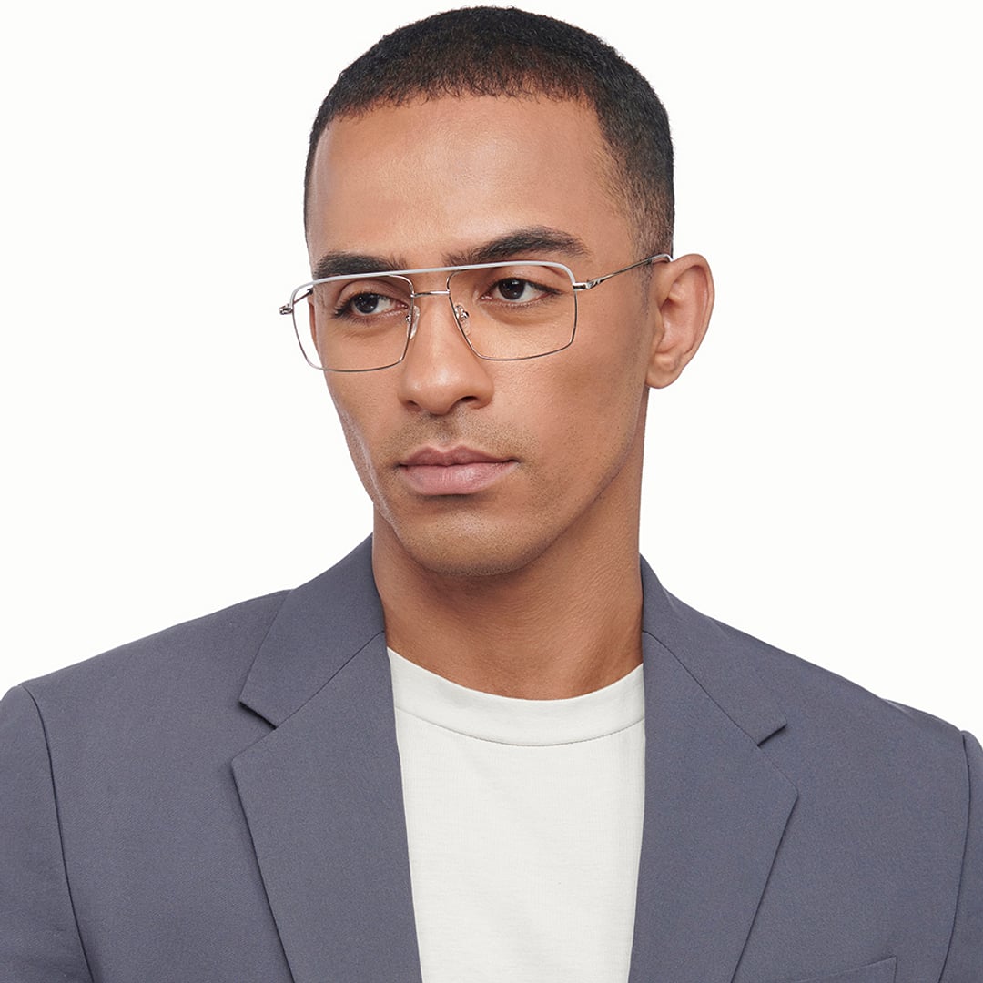 Vincent Chase Silver Full Rim Square left side