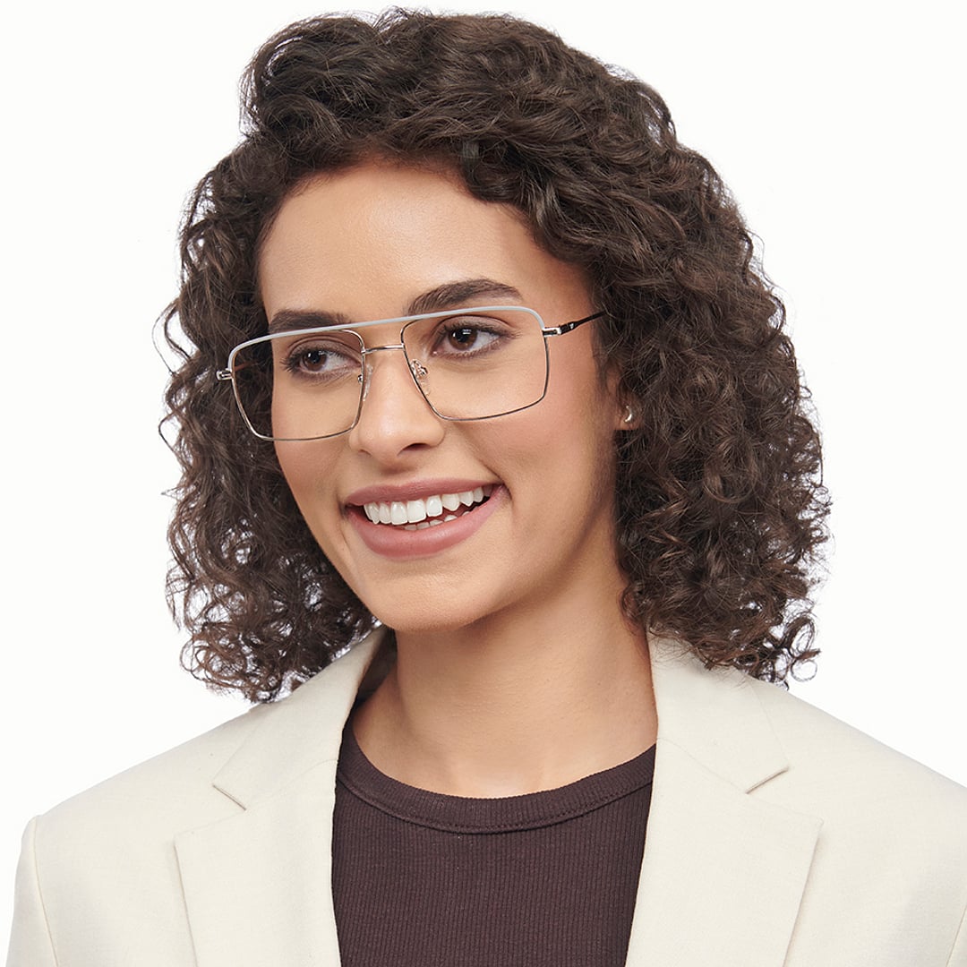 Vincent Chase Silver Full Rim Square left side