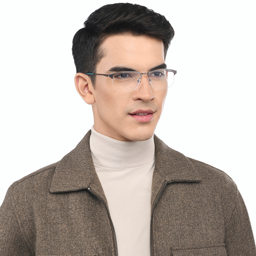 Vincent Chase Online Silver Half Rim Geometric left side