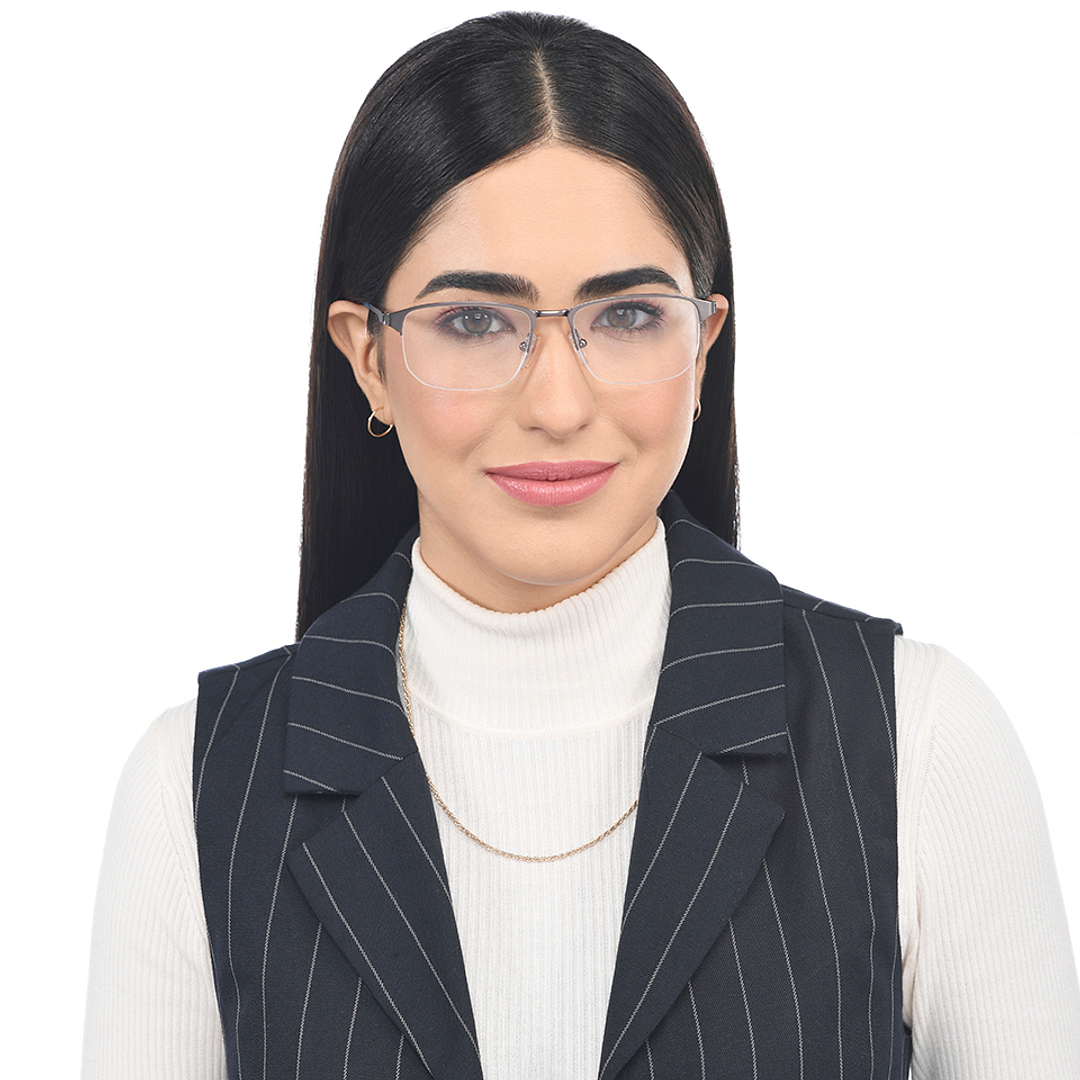 Vincent Chase Online Silver Half Rim Geometric left side