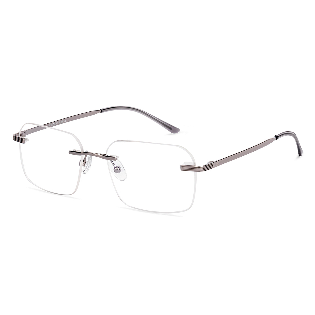 Buy Silver Rimless Geometric Vincent Chase SLEEK STEEL VC E15837