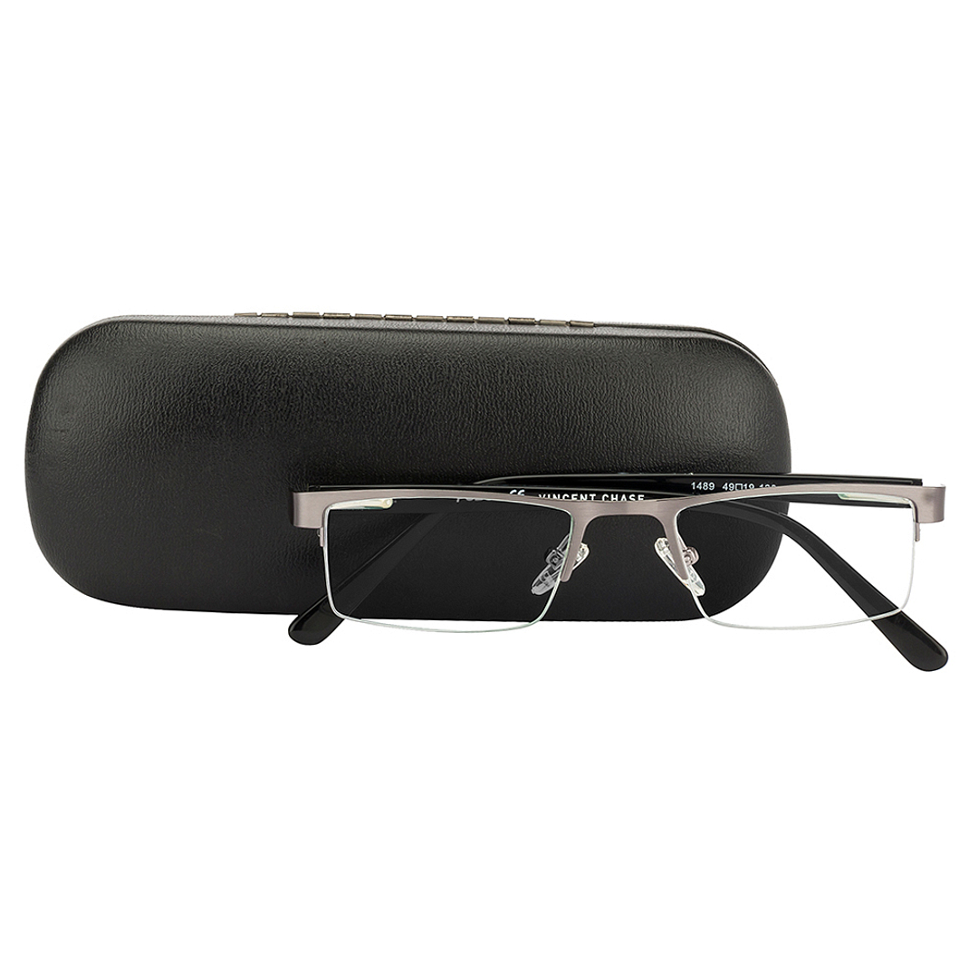 Vincent Chase Online Mid Gunmetal Half Rim Rectangle left side