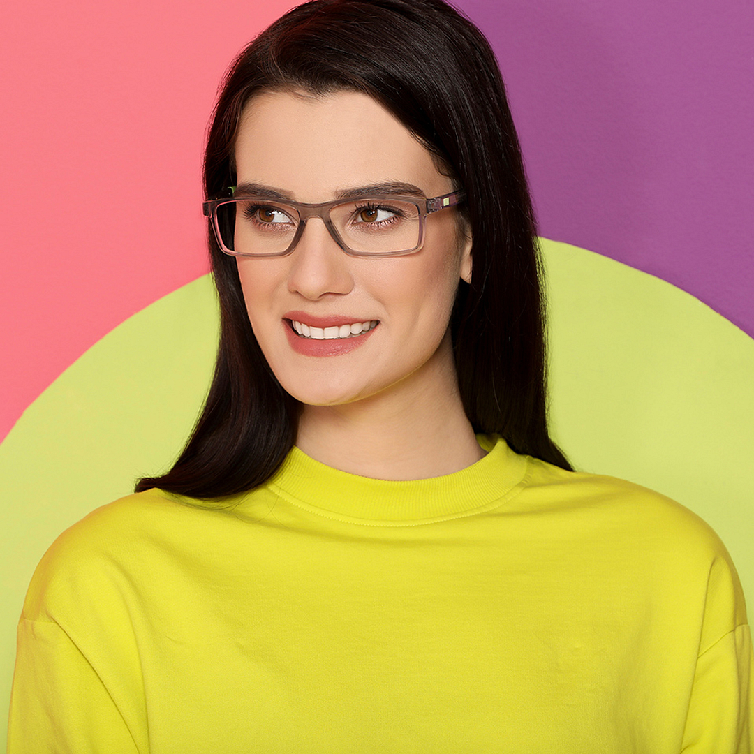 Lenskart Air Online Gray Transparent Full Rim Rectangle left side