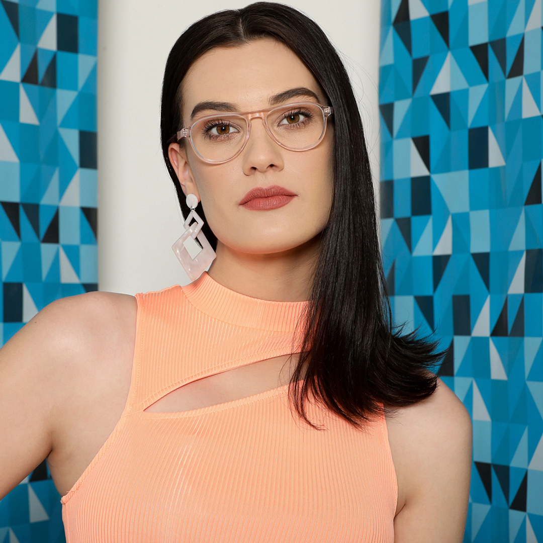 Vincent Chase Online Pink Transparent Full Rim Aviator left side