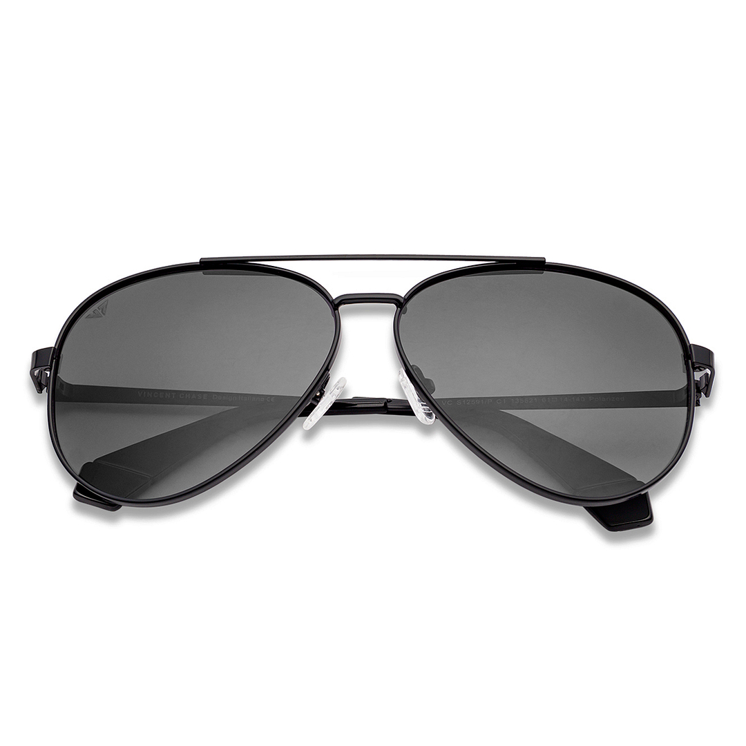 Vincent Chase Online Black Full Rim Aviator left side