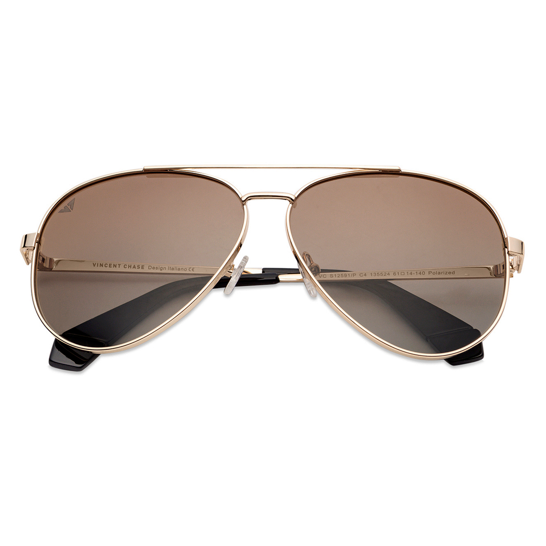 Vincent Chase Online Gold Full Rim Aviator left side