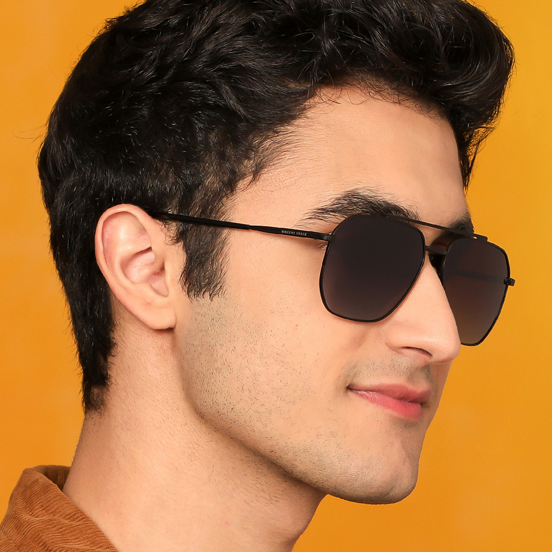 Vincent Chase Polarized Black Full Rim Square left side