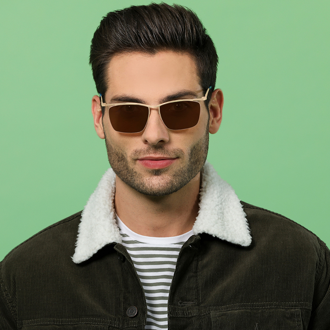 Vincent Chase Online Gold Half Rim Rectangle left side