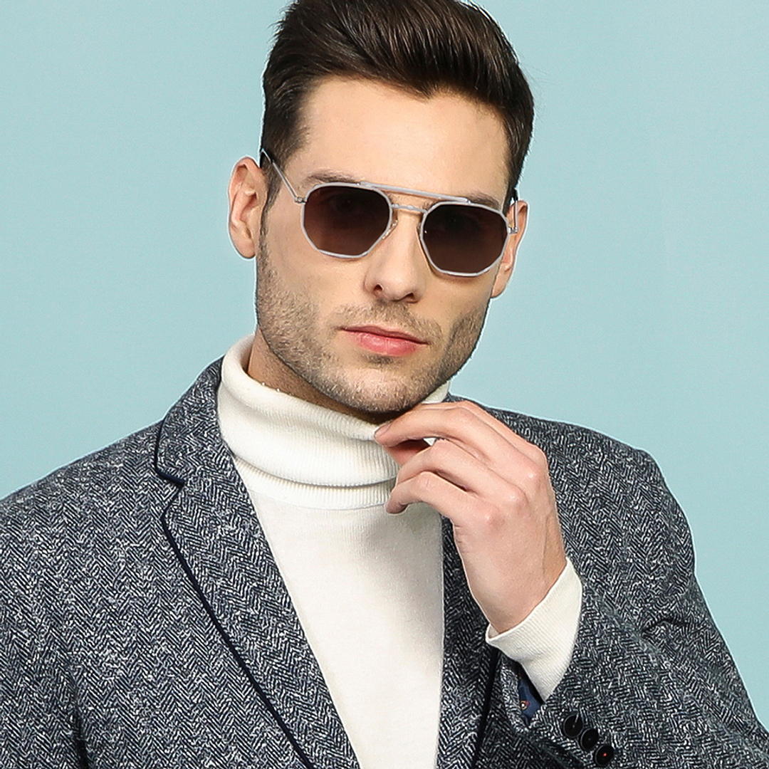 Vincent Chase Online Silver Full Rim Geometric left side