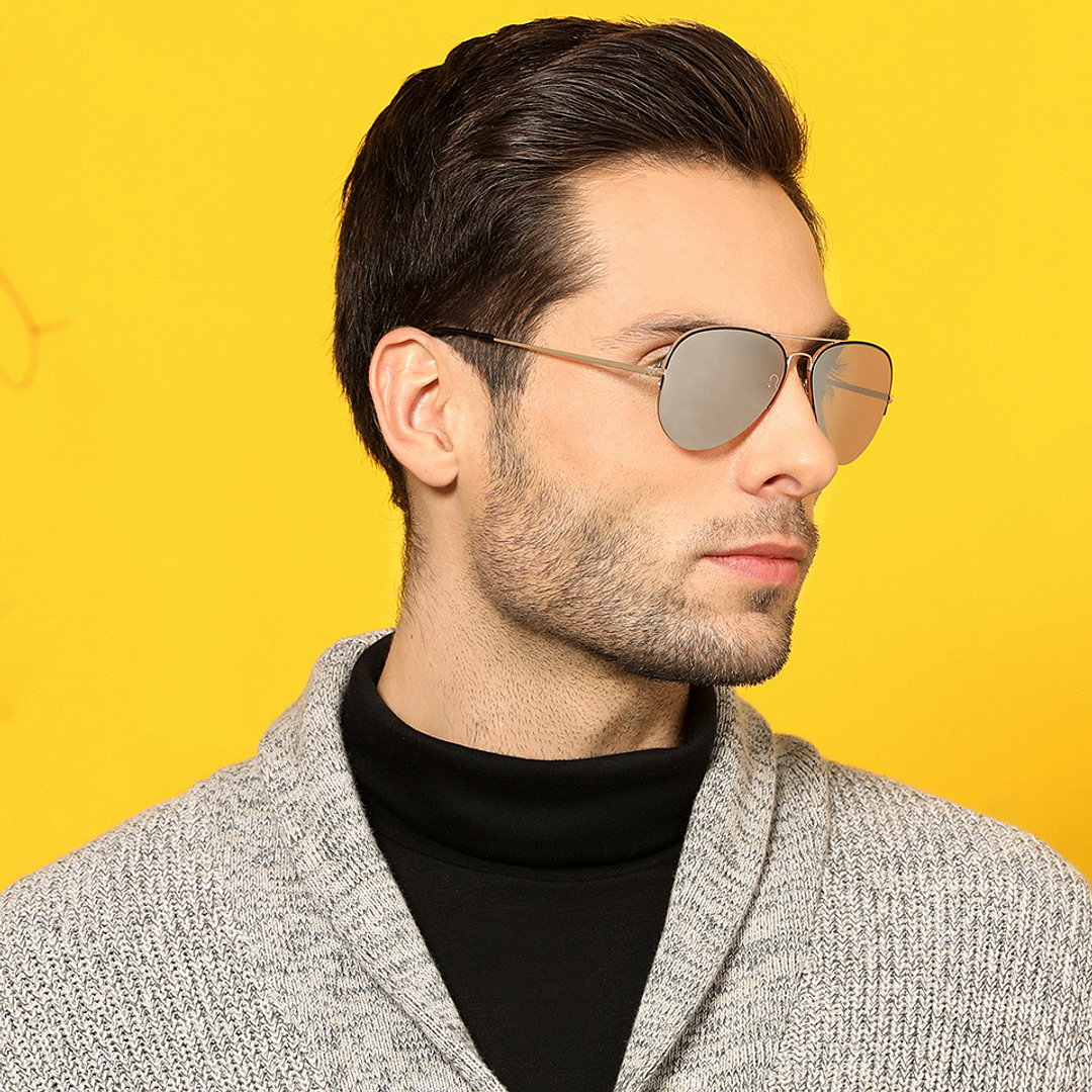 Vincent Chase Online Gold Half Rim Aviator left side