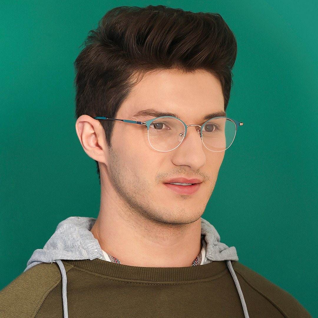 Vincent Chase Online Gold Half Rim Round left side