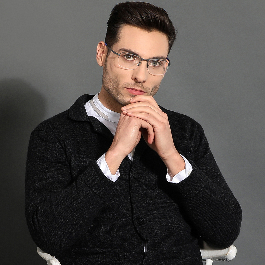 Lenskart Air Online Light Gray Half Rim Rectangle left side