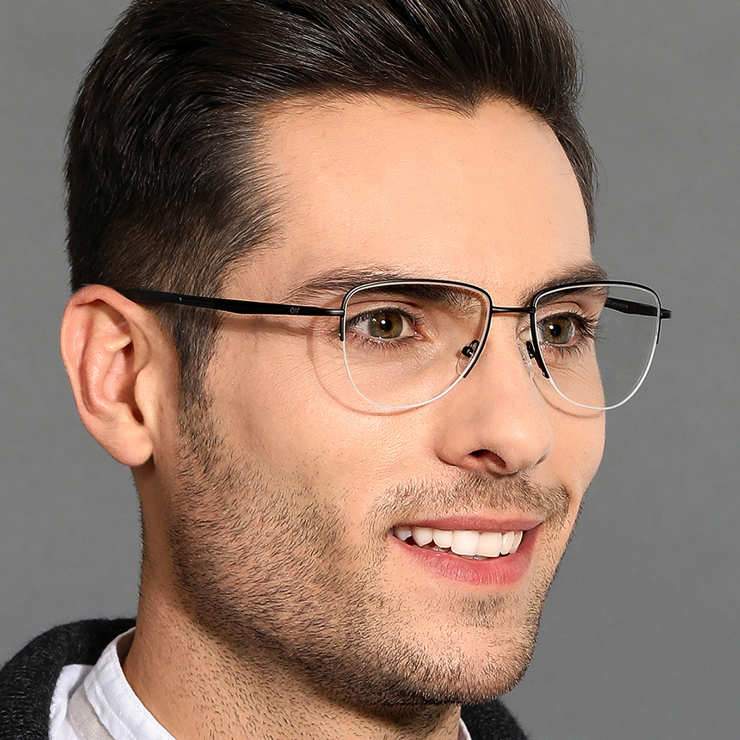 Lenskart Air Online Black Half Rim Aviator left side