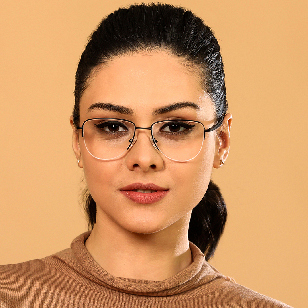 Lenskart Air Online Black Half Rim Aviator left side