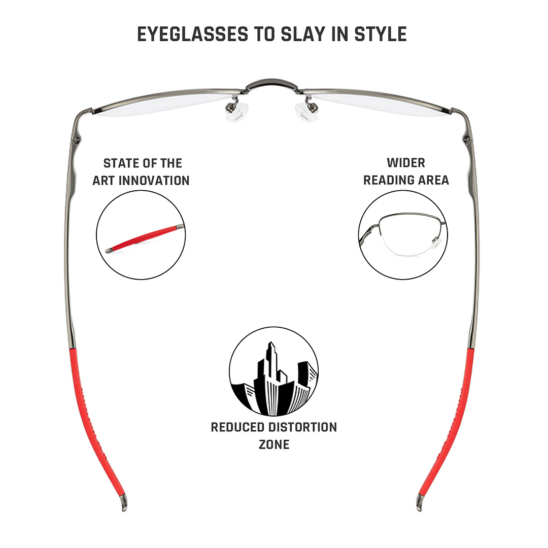 Lenskart Air Online Mid Gunmetal Half Rim Aviator right side