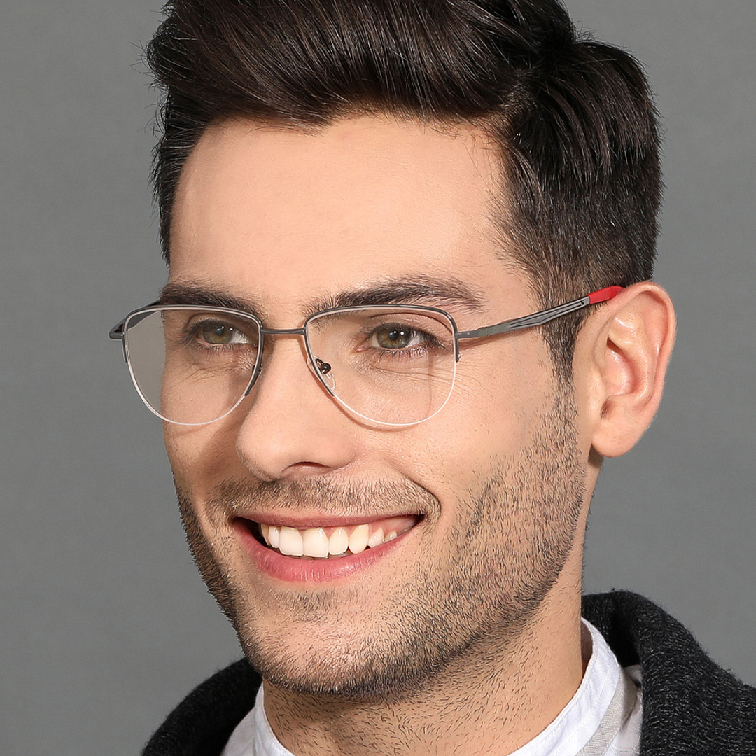 Lenskart Air Online Mid Gunmetal Half Rim Aviator left side