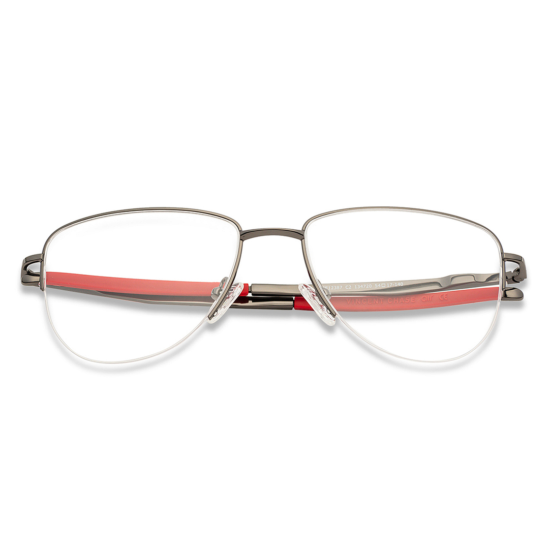 Lenskart Air Online Mid Gunmetal Half Rim Aviator left side