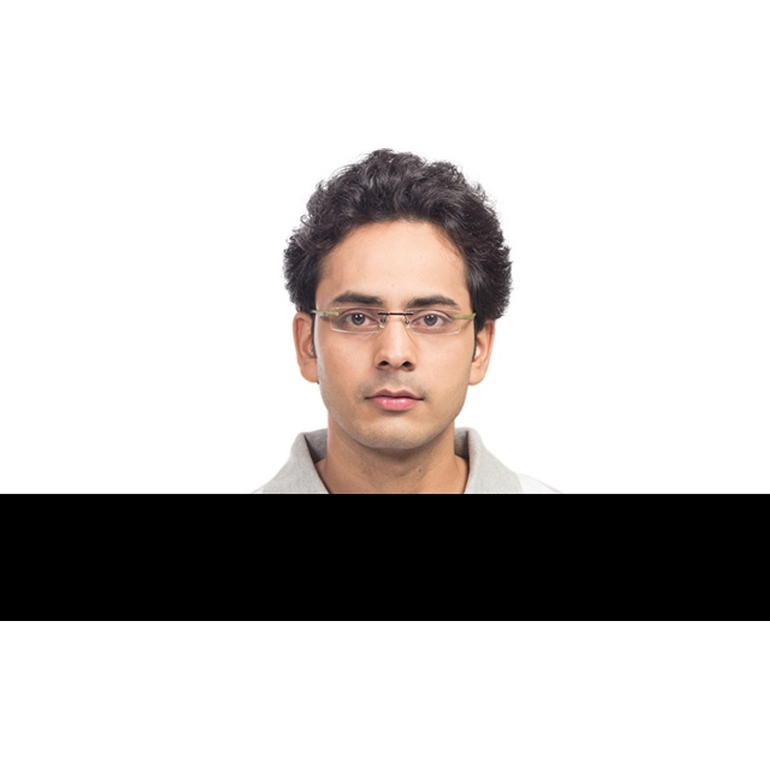 Lenskart Air Online Mid Gunmetal Rimless Rectangle left side