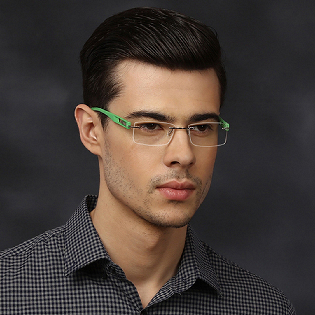 Lenskart Air Online Silver Rimless Rectangle left side