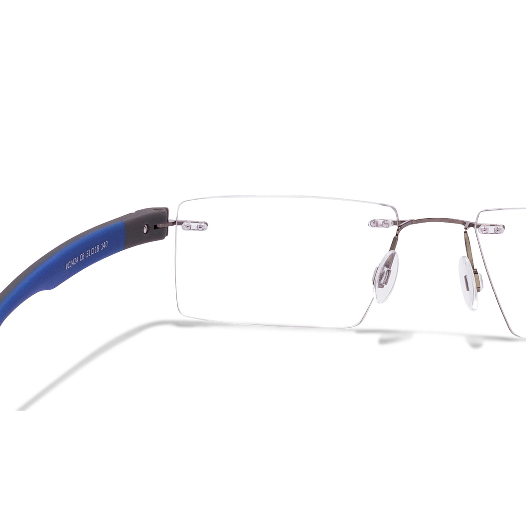 Lenskart Air Online Mid Gunmetal Rimless Rectangle left side