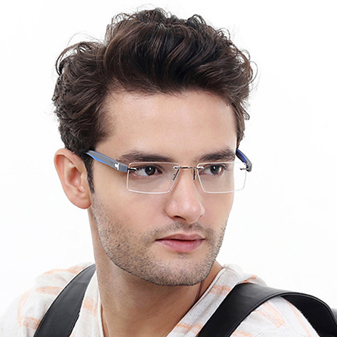 Lenskart Air Online Mid Gunmetal Rimless Rectangle right side