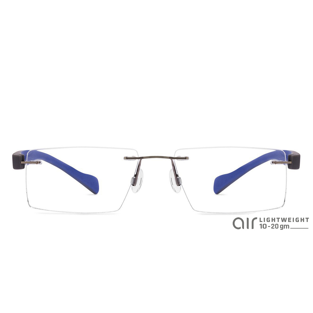 Lenskart Air Online Mid Gunmetal Rimless Rectangle left side