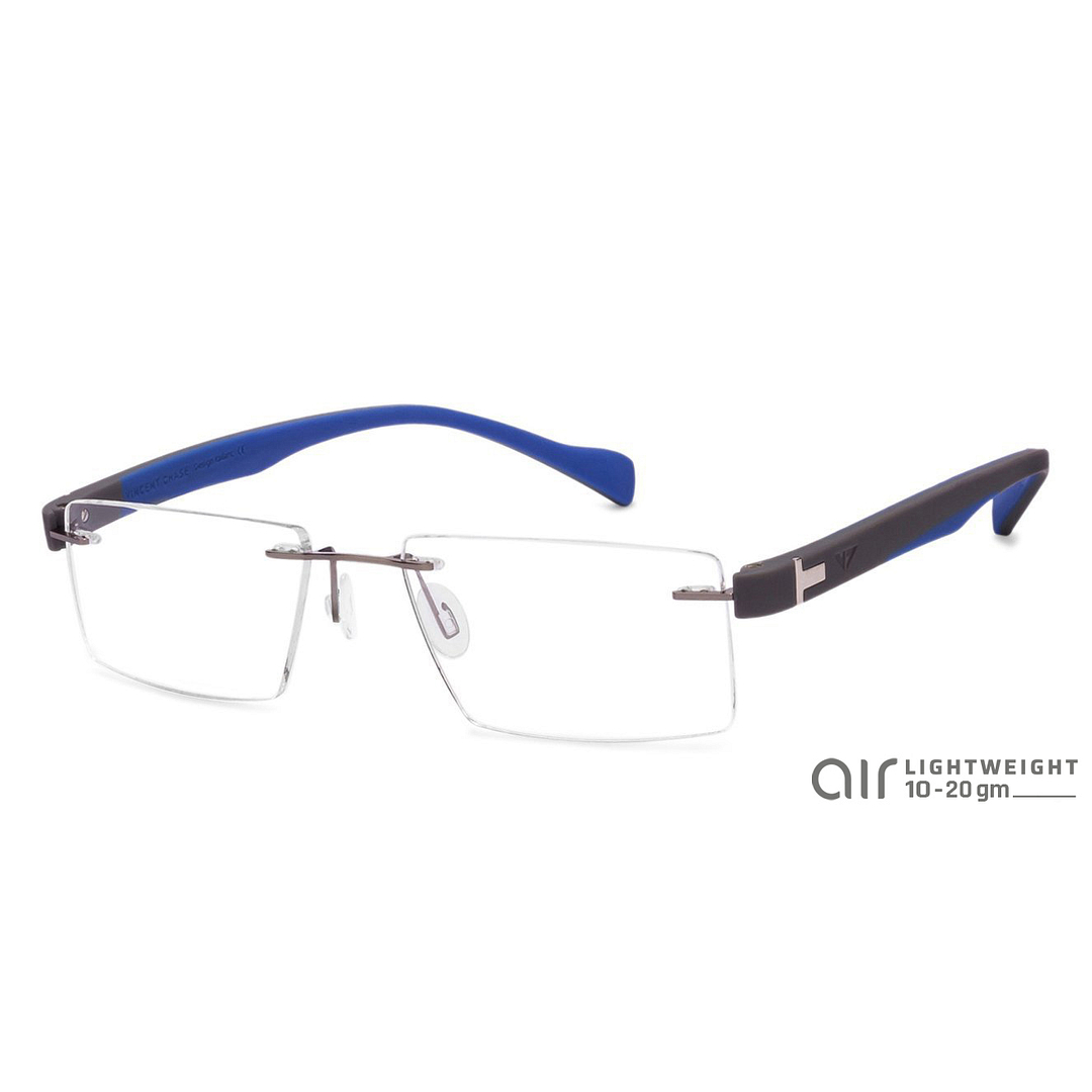 Lenskart Air Online Mid Gunmetal Rimless Rectangle right side